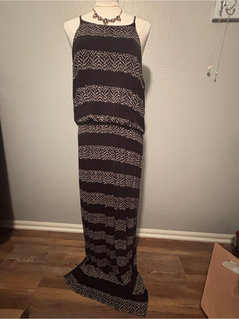 Maurices Black and White Striped Maxi Dress-Skirt